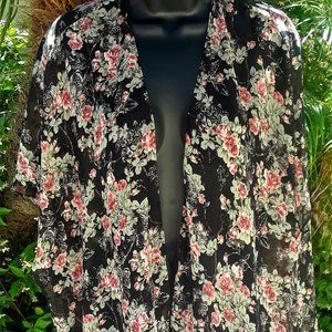 Top Kimono Black Multi.  One Size